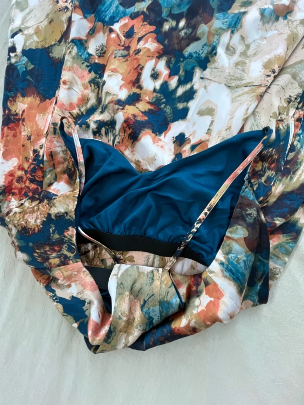 Nicole Miller Floral Slip Maxi Dress in Blue and Rust - Picture 3 of 4